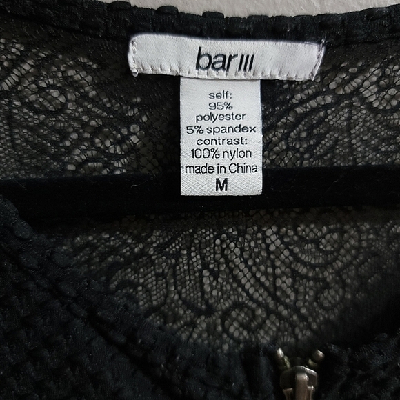 Bar III EUC Classic Black Lace Fit & Flare Front Zip Mini Dress - SIZE MEDIUM - Picture 2 of 8